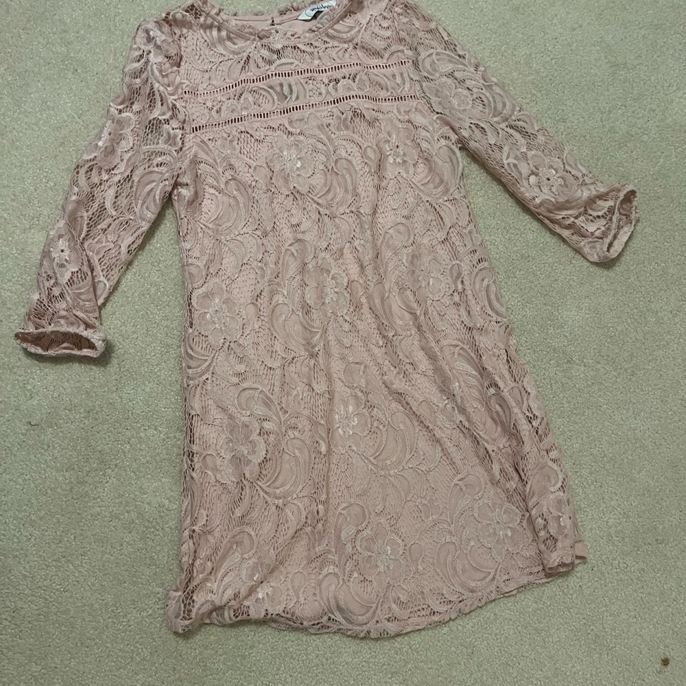 Lace Shift Dress in Blush Pink . Size S